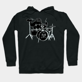 White Line Drum Set Sloth Hoodie